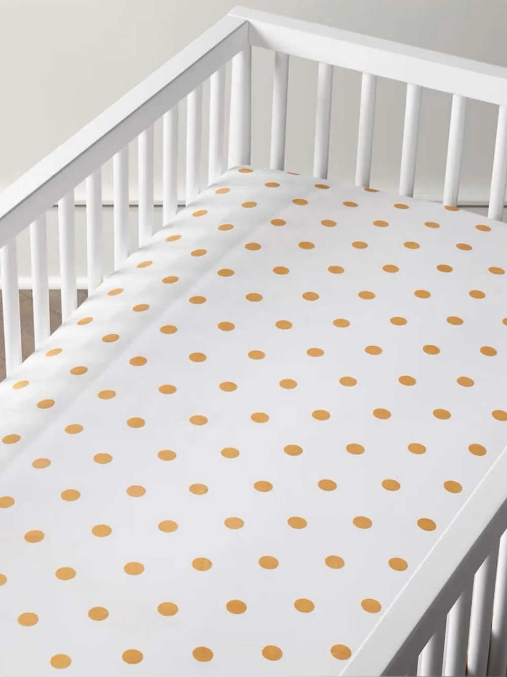 Crate & Barrel 2 Piece Set Crib Sheet and Changing Pad Cover Gold Dot Print